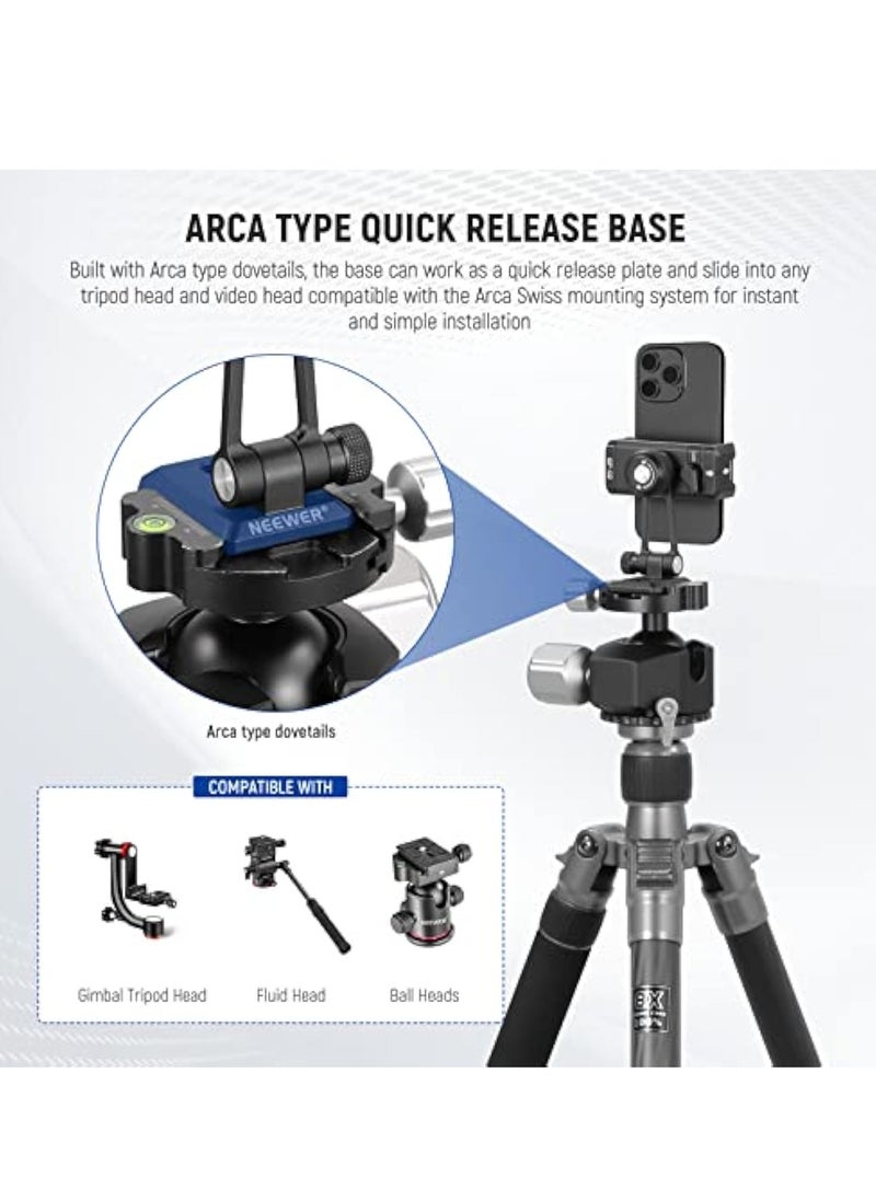 KASTWAVE - Phone Tripod, Metal Phone Tripod Mount Adapter, with Arca QR Base, Cold Shoe, 360° Swivel 180° Tilt, Portable Tripod for iPhone 15 Pro Max, Phone Holder Compatible with Galaxy S24, Selfie Stick Tripod - Image 1