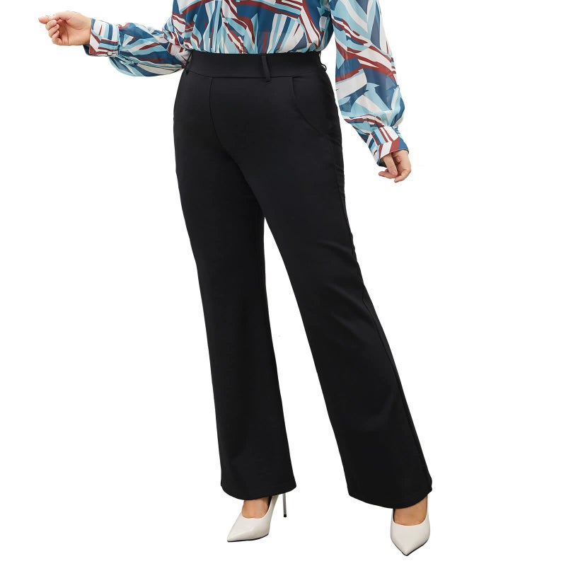 DGD Plus Size Women's Wide-Leg Dress Pants - High Waisted Capri for Business Casual,Work Clothes for Office 3XL - Image 1