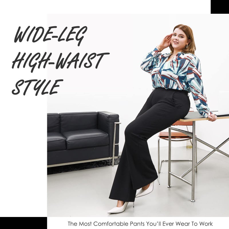 DGD Plus Size Women's Wide-Leg Dress Pants - High Waisted Capri for Business Casual,Work Clothes for Office 3XL - Image 3