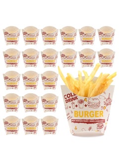 SYOSI 100PCS French Fry Box, French Fries Holder Cardboard, French Fry Cups Paper, Burger Container, Snack Bags, Clear Pattern Stand Packaging, Fast food Takeout for Party Charcuterie Home  - Image 1