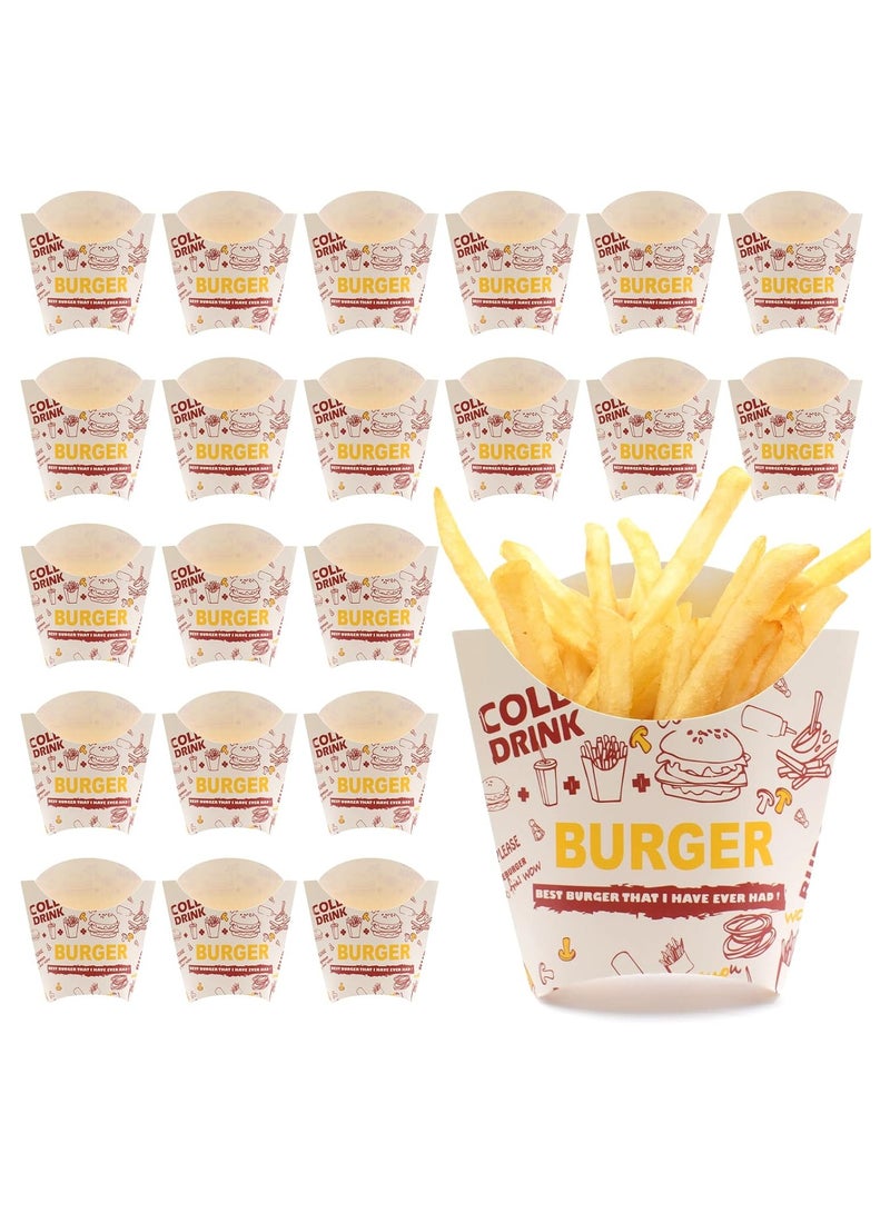 SYOSI 100PCS French Fry Box, French Fries Holder Cardboard, French Fry Cups Paper, Burger Container, Snack Bags, Clear Pattern Stand Packaging, Fast food Takeout for Party Charcuterie Home  - Image 1
