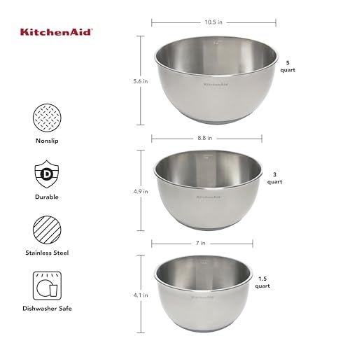 KitchenAid Stainless Steel Mixing Bowls, Set Of 3 - Image 2