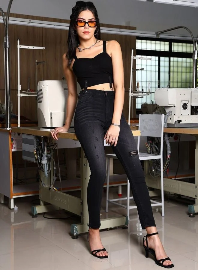 Freehand  Women Slim Fit Solid High Rise Jeans  | Best Price UAE