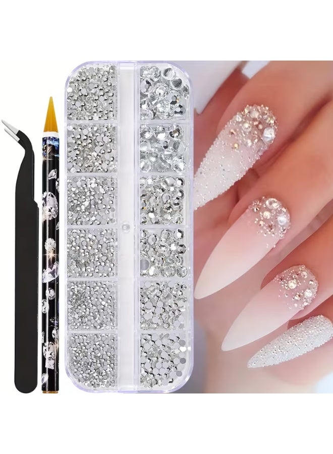 طقم أحجار تزيين الأظافر (Rhinestones) مع ملقط وقلم احترافي - إكسسوارات مانيكير فاخرة - Image 1