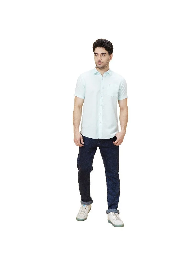 بيينغ هيومان Mens Mint Collared Short Sleeve Shirt