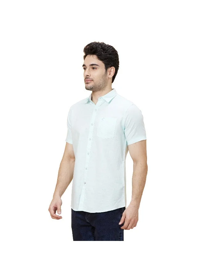 Being Human Mens Mint Collared Short Sleeve Shirt