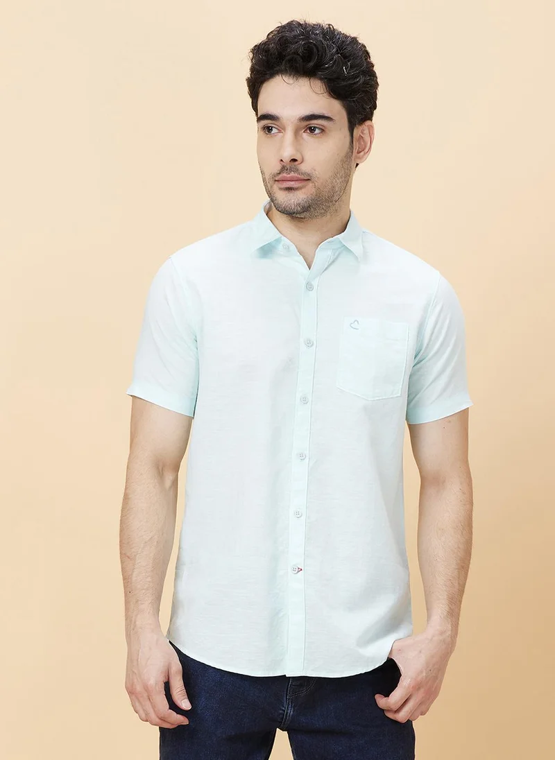 بيينغ هيومان Spread Collar Slim Fit Cotton Casual Shirt