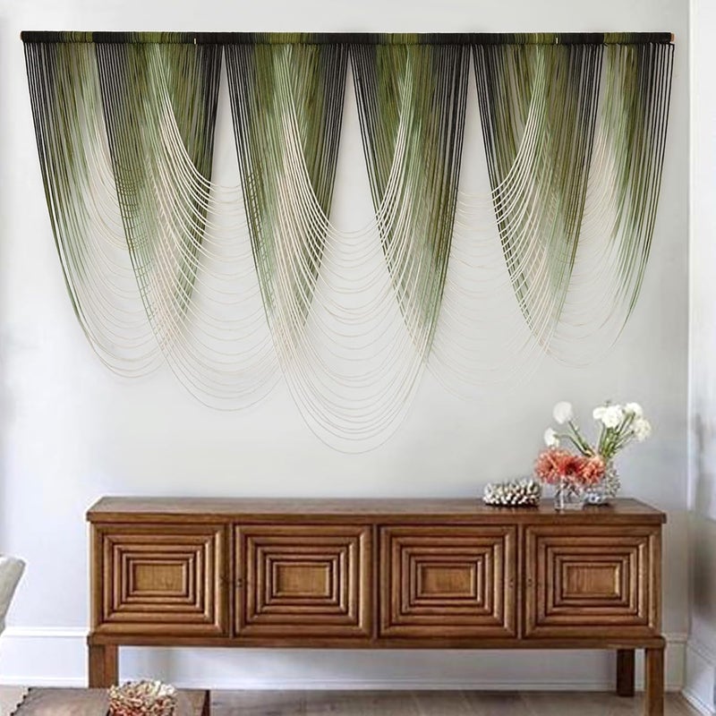 IOWER Macrame Wall Hanging Dip-Dyed Large Macrame Wall Decor Yarn Tapestry 57" W x 41" L For Headboard Bedroom Living Room Boho Fiber Home Art - Image 1