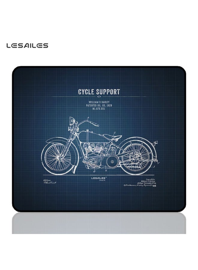 Lesailes Feidun Mouse Pad For Gaming And Office, Solid Color Special Small Computer Desk Pad, Smooth Woven Edge-banded Thickened Non-slip Base, Vintage Motorcycle Design, 300x250x3mm - Image 1