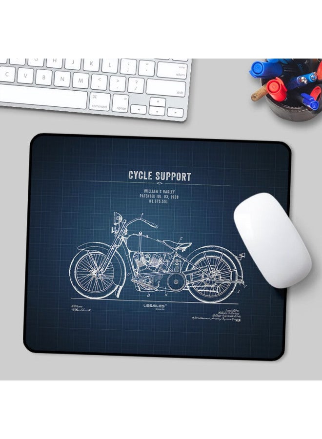 Lesailes Feidun Mouse Pad For Gaming And Office, Solid Color Special Small Computer Desk Pad, Smooth Woven Edge-banded Thickened Non-slip Base, Vintage Motorcycle Design, 300x250x3mm - Image 2
