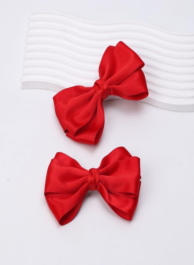 Zolyco Large Big 6 Inch Hair Bows Thick Ribbon Boutique Alligator Clips Hair Accessories for Women Girls Toddlers Kids Teens 2 Pcs(Red) - Image 5