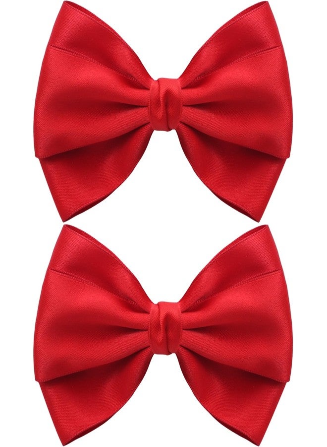 Zolyco Large Big 6 Inch Hair Bows Thick Ribbon Boutique Alligator Clips Hair Accessories for Women Girls Toddlers Kids Teens 2 Pcs(Red) - Image 1