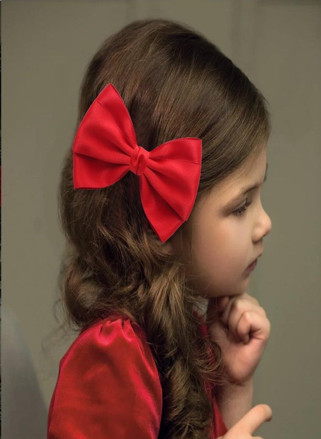 Zolyco Large Big 6 Inch Hair Bows Thick Ribbon Boutique Alligator Clips Hair Accessories for Women Girls Toddlers Kids Teens 2 Pcs(Red) - Image 3