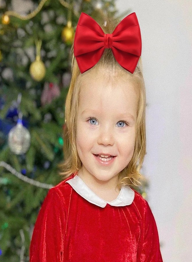 Zolyco Large Big 6 Inch Hair Bows Thick Ribbon Boutique Alligator Clips Hair Accessories for Women Girls Toddlers Kids Teens 2 Pcs(Red) - Image 2