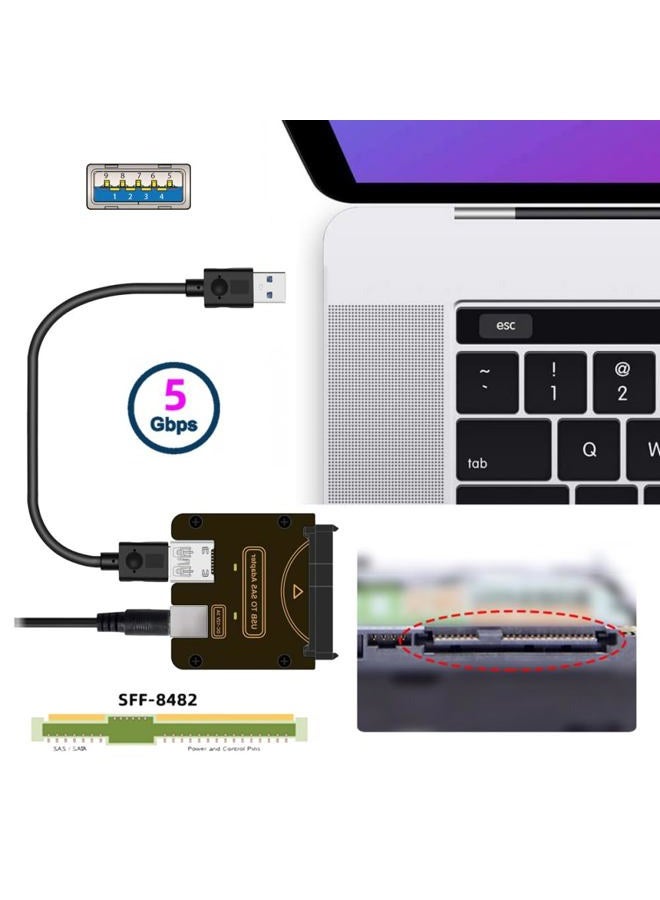 Xiwai SFF-8482 SAS 29Pin to 5Gbps USB 3.0 Hard Disk Drive Raid Adapter Card with Chipset and Power Port (Need 12V/3A Power Supply) - Image 2
