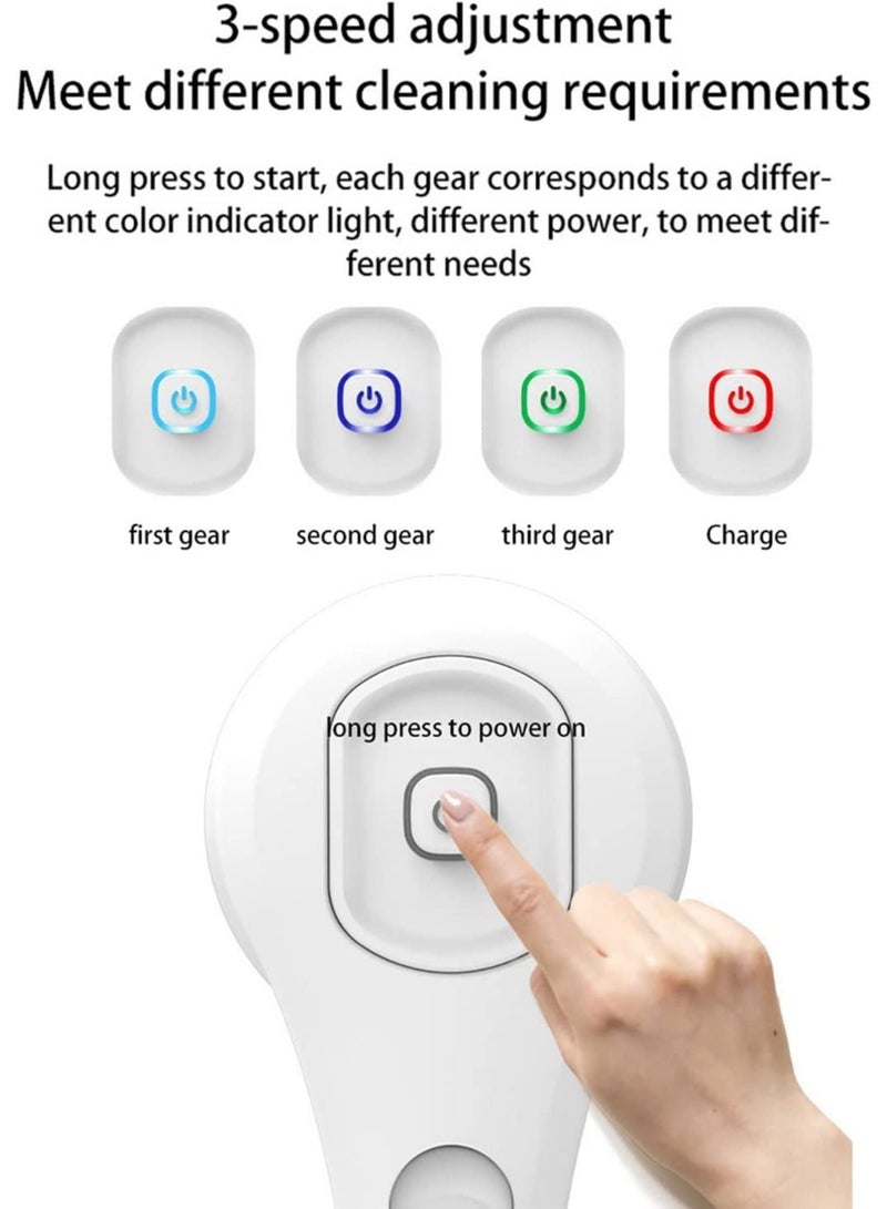 general Electric Bath Brush, Long Handled Body Scrubber with Removable Brush Heads, 3-Speed Adjustment, Suitable for Body Cleaning, Exfoliating, SPA Massage (Green) - Image 4