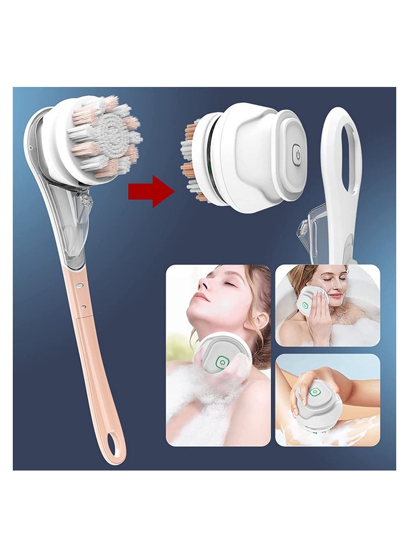general Electric Bath Brush, Long Handled Body Scrubber with Removable Brush Heads, 3-Speed Adjustment, Suitable for Body Cleaning, Exfoliating, SPA Massage (Green) - Image 3