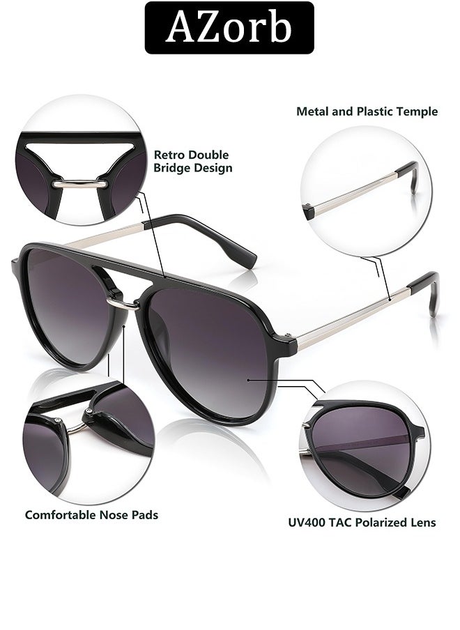 AZorb Polarized Aviator Sunglasses Men Women - Metal Frame Fashion Men's Sun Glassess Accessories UV400 Protection Shades for Daily Driving Holidays  - Image 5