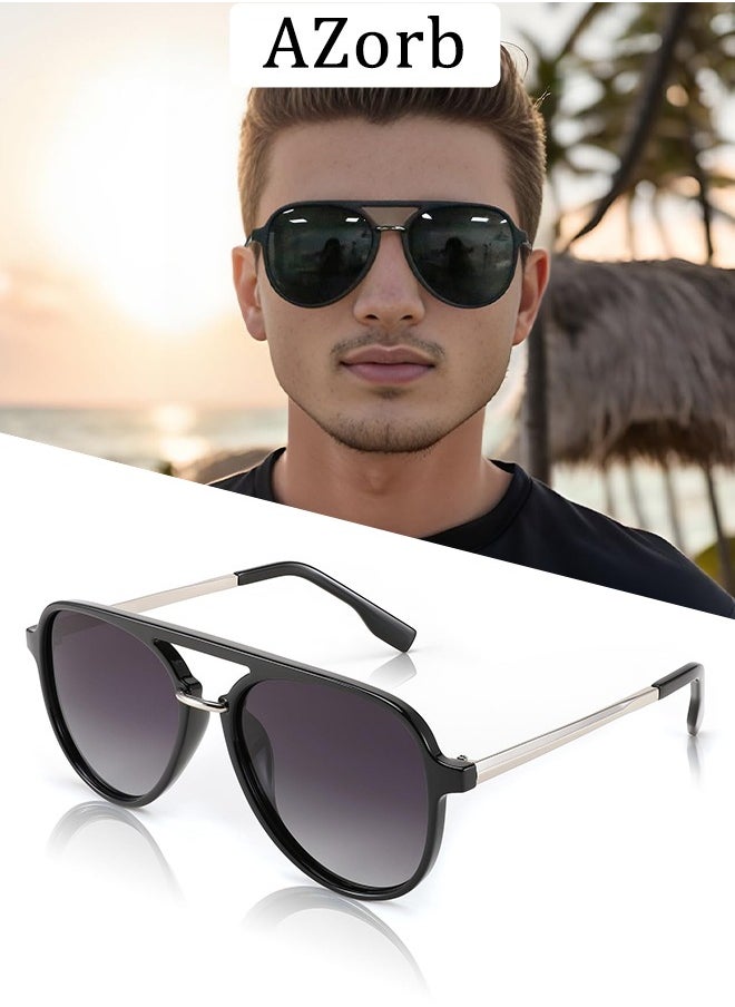 AZorb Polarized Aviator Sunglasses Men Women - Metal Frame Fashion Men's Sun Glassess Accessories UV400 Protection Shades for Daily Driving Holidays  - Image 1