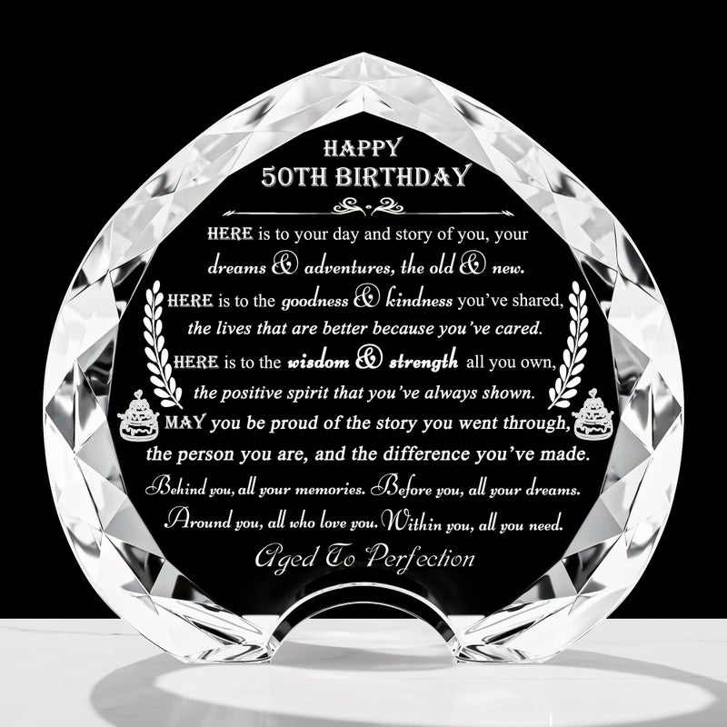 Movdyka 50Th Birthday Gifts For Women Men - Crystal Heart Gifts Personalized 1974 50 Year Old Birthday Present For Her Him - Happy 50Th Birthday Gifts Ideas For Mom Dad Unique - Image 1