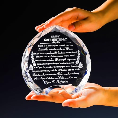 Movdyka 50Th Birthday Gifts For Women Men - Crystal Heart Gifts Personalized 1974 50 Year Old Birthday Present For Her Him - Happy 50Th Birthday Gifts Ideas For Mom Dad Unique - Image 4