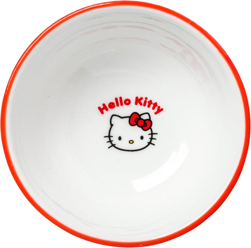 Silver Buffalo طقم سوشي سيراميك أحمر وأبيض من سيلفر بوفالو سانريو هالو كيتي 3 قطع - Image 4