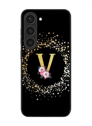 Rugged Black edge case for Samsung Galaxy S23 5G, Soft Flexible Phone case Custom Monogram Initial Letter Floral Pattern Alphabet - V (Black) - pzsku/Z1090FDEB7D2382678BE2Z/45/_/1705138051/00ac56e8-fd18-4c31-a347-51a782739985