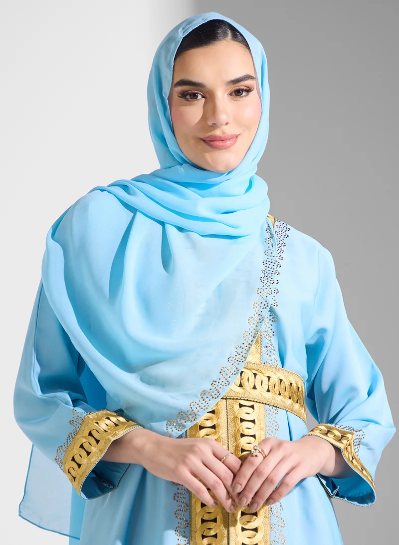 ارابيان كلوزيت عباية مفتوحة مطرزة بحزام