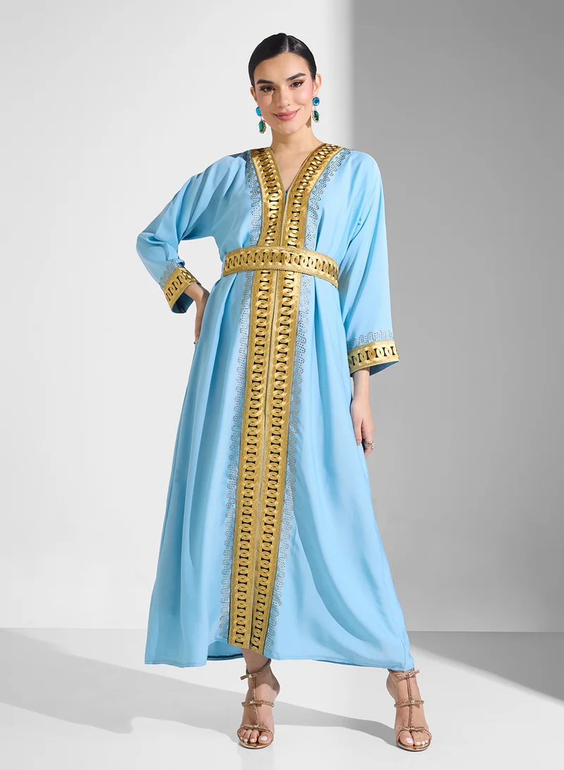 ارابيان كلوزيت عباية مفتوحة مطرزة بحزام