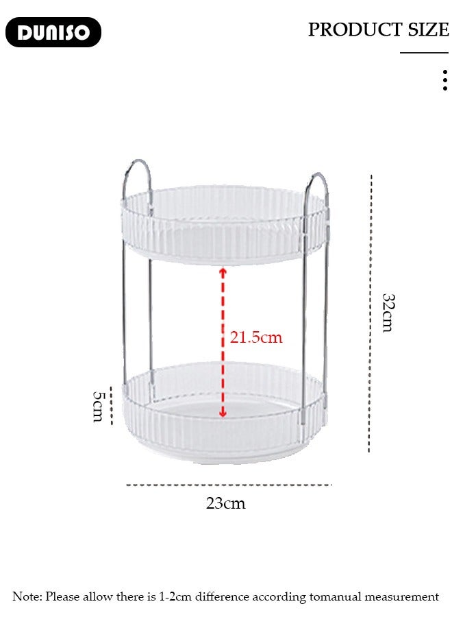 DUNISO 360° Rotating Makeup Organizer for Vanity, Bathroom Countertop Organizer Spinning Perfume Organizer, High-Capacity Cosmetic and Skincare Dresser Make Up Holder Rack, Clear Bathroom Counter Organizer for Cosmetics, Lipsticks, Spinning (2 Tier) - Image 4