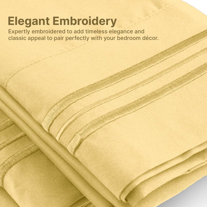 CGK Unlimited Queen Size Pillow Cases Set of 4 - Extra Soft Pack of 4 Pillowcase Covers - Hotel Luxury Pillowcases - Machine Washable Pillow Protectors - 20x40 Pillow Cases 4 Piece - Queen Size Yellow Pillow Covers  - Image 3