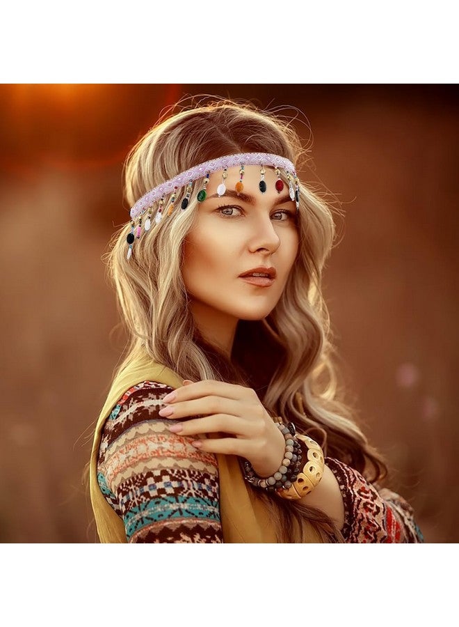 Woeoe Boho Beaded Headband Star Elastic Handmade Hair Bands Butterfly No Slip Vintage Hair Jewelry Accessories For Women Girls(Pack Of 3) - Image 3