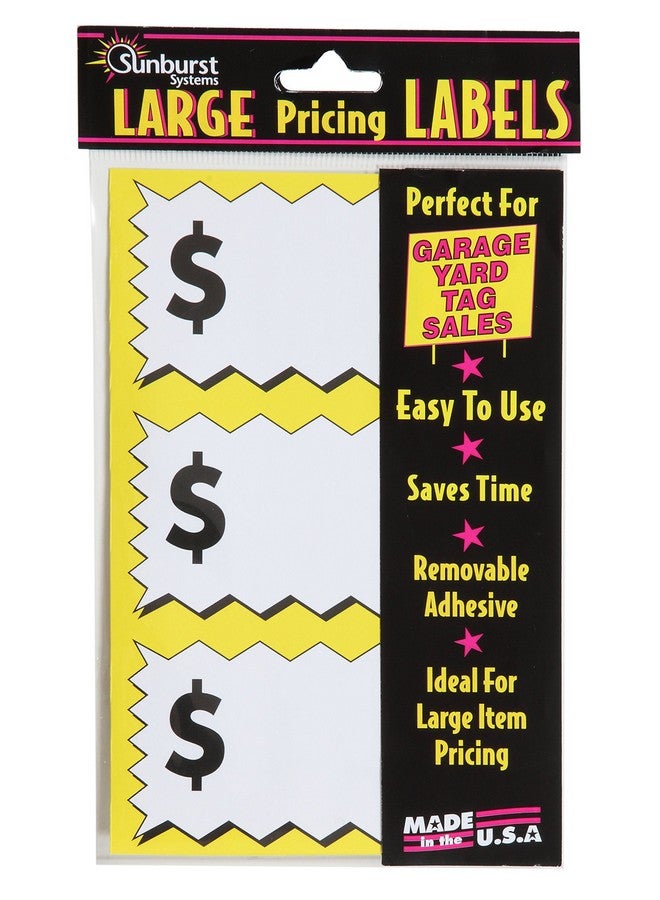 سن برست سيستمز 7071 ملصقات تسعير العناصر الكبيرة عدد 75 مع مساحة لكتابة الأسعار 4 × 2.25 بوصة أصفر وأبيض - Image 1