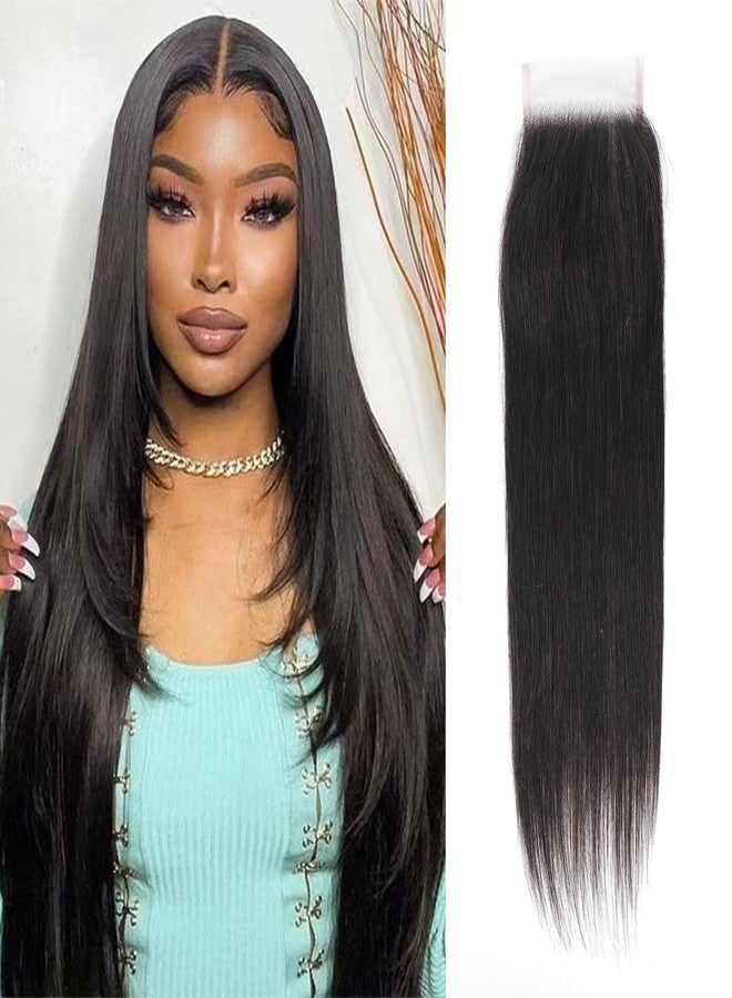 Tendresse Straight Closure 4X4 Lace Closure Brazilian 10A Virgin Human Hair Lace Closure with Baby Hair Natural Color(16 inch) - Image 1