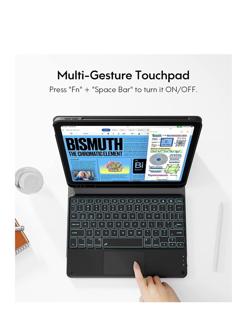 AirYoung Touchpad English Keyboard Case Compatible With Xiaomi Pad, Backlit, Multi-Touch Trackpad, Flip Stand Case with Pencil Holder (Black) - Image 3