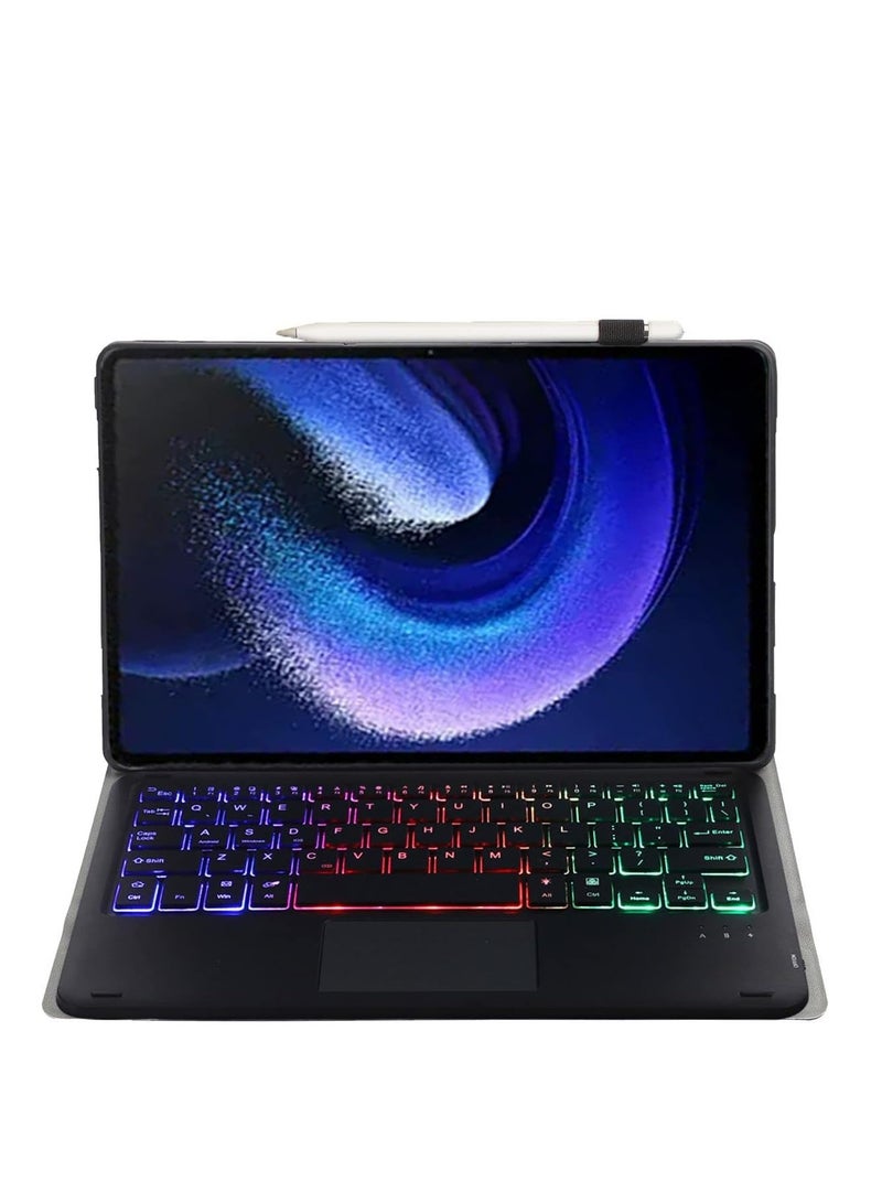 AirYoung Touchpad English Keyboard Case Compatible With Xiaomi Pad, Backlit, Multi-Touch Trackpad, Flip Stand Case with Pencil Holder (Black) - Image 4