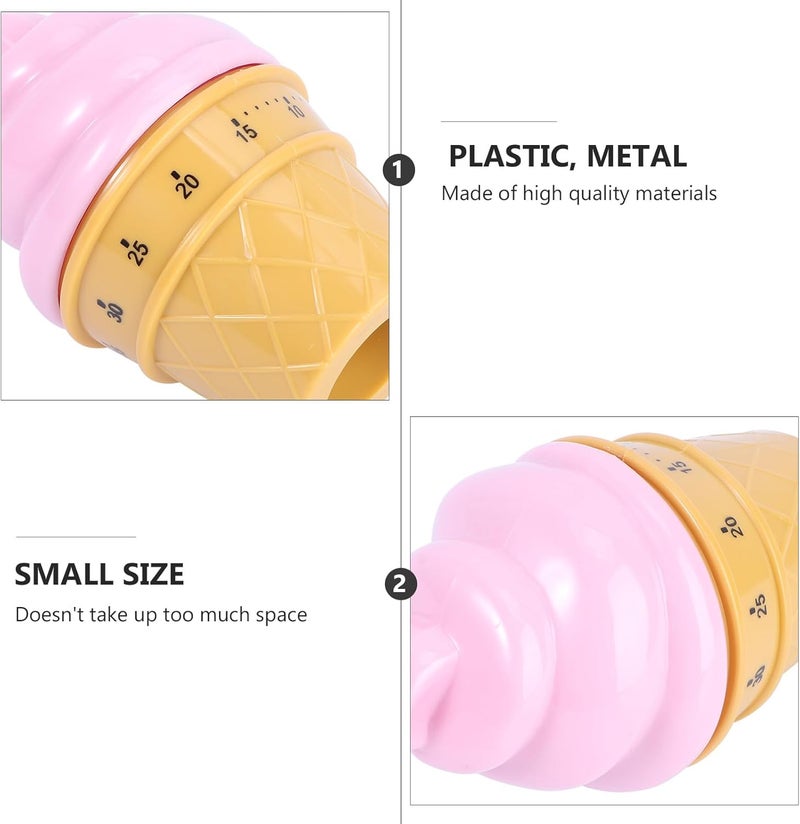 Pink Ice Cream Mechanical Kitchen Timer Wind Up Cooking Timer Reminder 1 Hour Dial for Boiling Eggs and Baking - Image 4