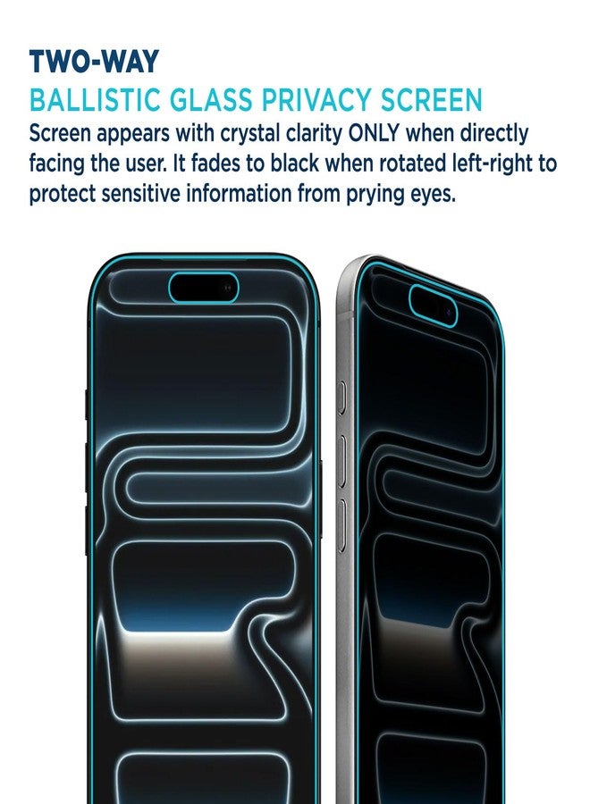 Tech Armor for iPhone 17 Pro Screen Protector Privacy Glass 6.3 inch - Ballistic Tempered, Anti-Spy, Case Friendly, Easy Installation, Bubble Free, Touch Support, 1 Pack - Image 2