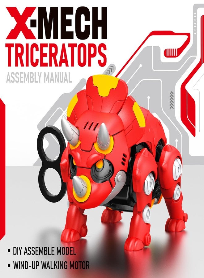 DINOBROS STEM Dinosaur Mechanical DIY Building Blocks Toy Triceratops 3D Puzzle Assembling Robot Wind Up Walking Dinosaurs Take Apart Toys for Kids X-MECH - Image 5