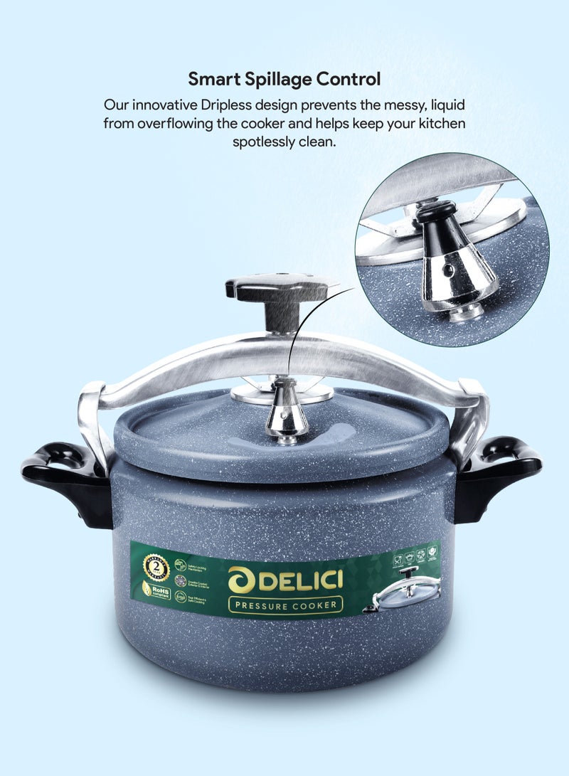 DELICI 5L Aluminum Arabic Pressure Cooker | Granite Coated | Safety Lock | Heat-Resistant Base | Long-Lasting Rubber Sealing | Durable Body & Lid | Perfect Heat Distribution | Ideal For Modern Middle East Kitchen | Grey | DPC 5G - Image 3