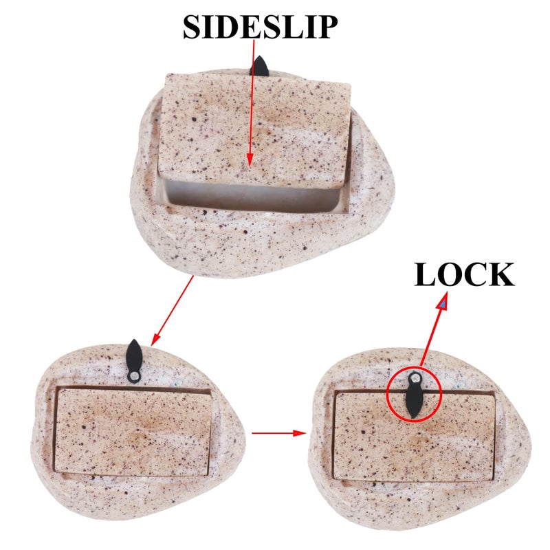 hualayou Hide A Key Outside Key Lock Box with Code Outdoor Large Size Fake Rock Key Hiders Holder Containers secret Compartment items Safe Storage Indoor Yard Garden Geocaching - Image 3