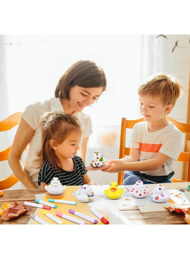 Olgaa 50 Pcs 2 Inch White Blank Rubber Ducks in Bulk DIY Ducks with Pens of 24 Colors Float Squeak Funny for Pool Bathtub Float Cute Ducks Birthday Gift Baby Activities Themed Party Favor - Image 4