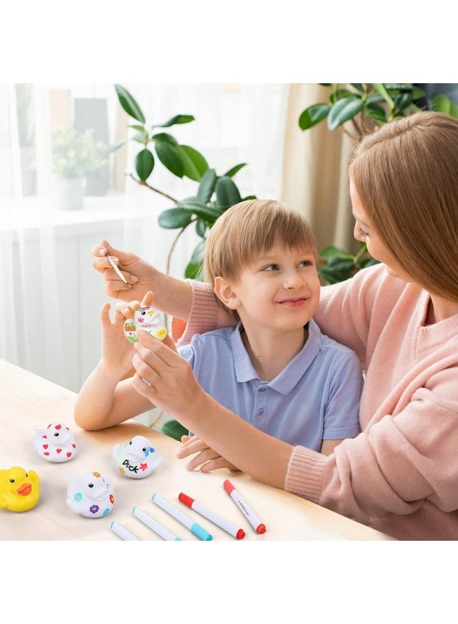 Olgaa 50 Pcs 2 Inch White Blank Rubber Ducks in Bulk DIY Ducks with Pens of 24 Colors Float Squeak Funny for Pool Bathtub Float Cute Ducks Birthday Gift Baby Activities Themed Party Favor - Image 5