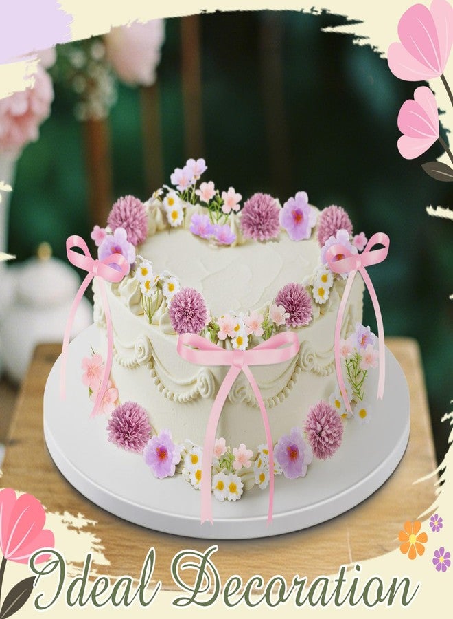 Juinte 30 Pcs Wildflower Cake Decorations Baby in Bloom Cake Decorations Fake Wildflower Heads Pink Bow Topper for Women Birthday Wedding Bridal Baby Shower Party Picnic - Image 4