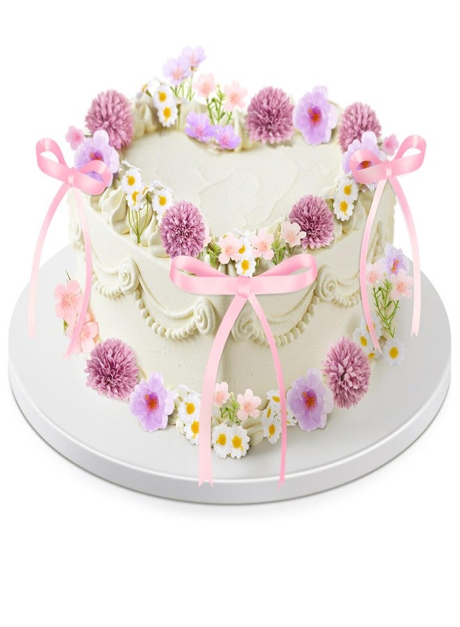 Juinte 30 Pcs Wildflower Cake Decorations Baby in Bloom Cake Decorations Fake Wildflower Heads Pink Bow Topper for Women Birthday Wedding Bridal Baby Shower Party Picnic - Image 1