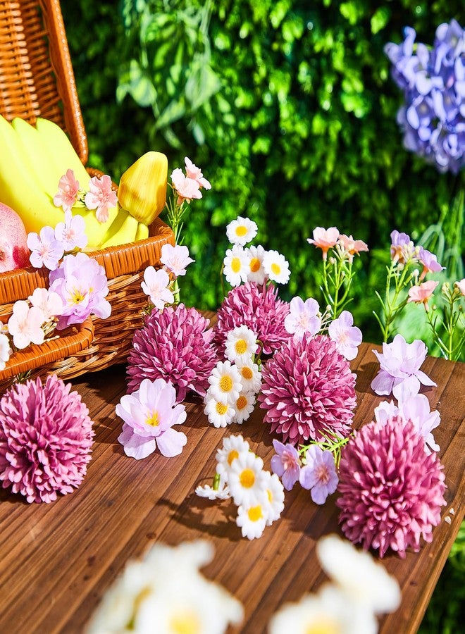 Juinte 30 Pcs Wildflower Cake Decorations Baby in Bloom Cake Decorations Fake Wildflower Heads Pink Bow Topper for Women Birthday Wedding Bridal Baby Shower Party Picnic - Image 3
