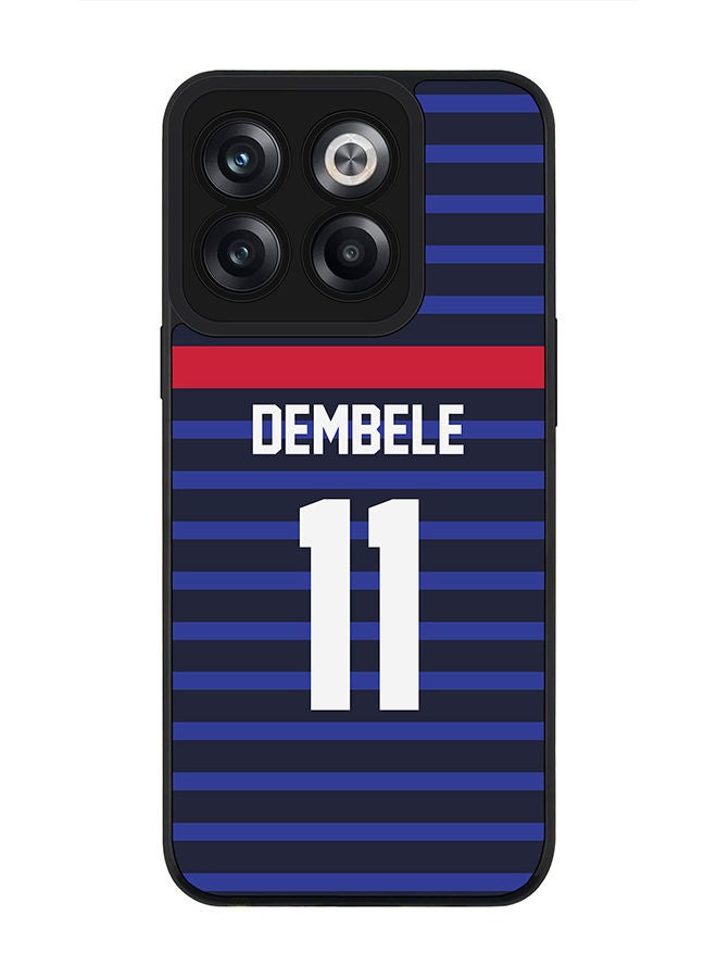 Stylizedd Rugged Black edge case for OnePlus 10T Slim fit Soft Case Flexible Rubber Edges Anti Drop TPU Gel Thin Cover - Football Team - France Player Name - Dembele - Image 1