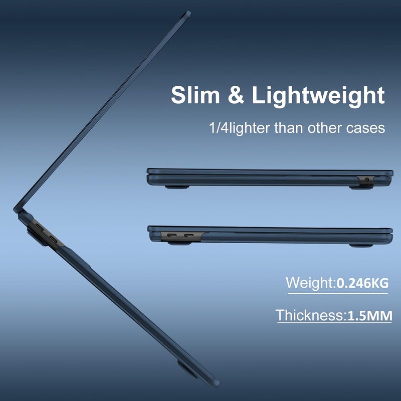 Eoocoo Hard Case Compatible with MacBook Air 13.3 inch M1 Chip 2021-2018 with Retina Display, Air 13.3 inch Plastic Protective Case + Transparant Keyboard Cover + Screen Protector, Crystal Midnight - Image 4