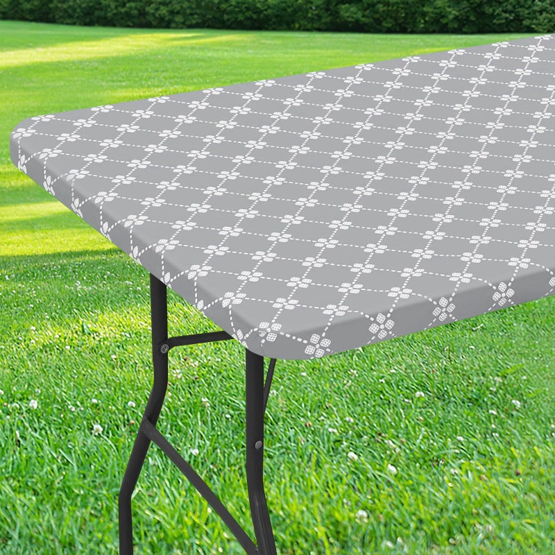 Misaya Rectangle Vinyl Table Table Tableloth مرنة المائدة مع الدعم الفانيلا الدعم المائدة المائدة المائدة الغطاء المطبخ على طاولات قابلة للطي 5 أقدام للتخييم الداخلي والخارجي (رمادي فاتح 30 "" × 60 "") - Image 1