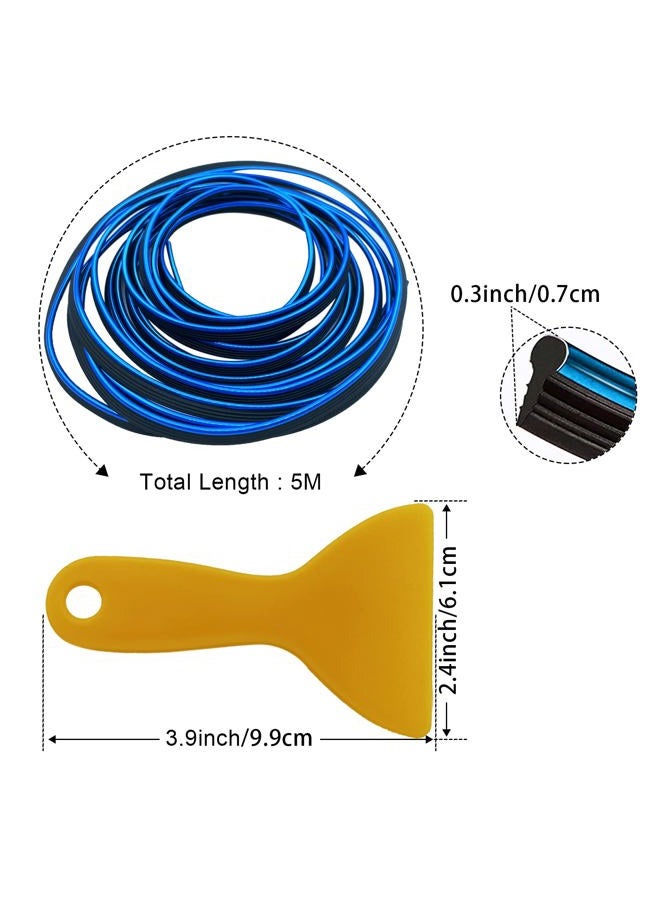 OSIFIT Car Interior Trim Strips, 16.4ft Car Electroplating Decoration Styling Door Dashboard, Flexible Interior Trim Accessories with Installing Tool (blue) - Image 2